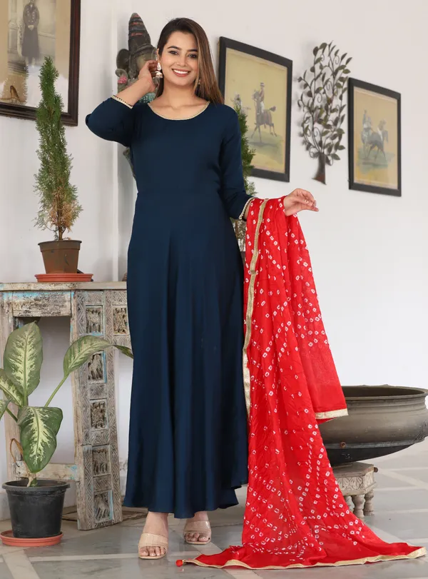 Blue_Anarkali_Rayon_Kurta_With_Pant_And_Dupatta_For_Women