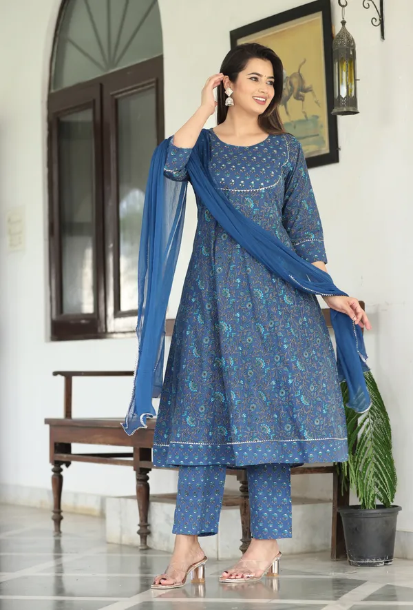 Blue_Anarkali_Cotton_Printed_Embroidered_Kurta_With_Pant_And_Dupatta_For_Women