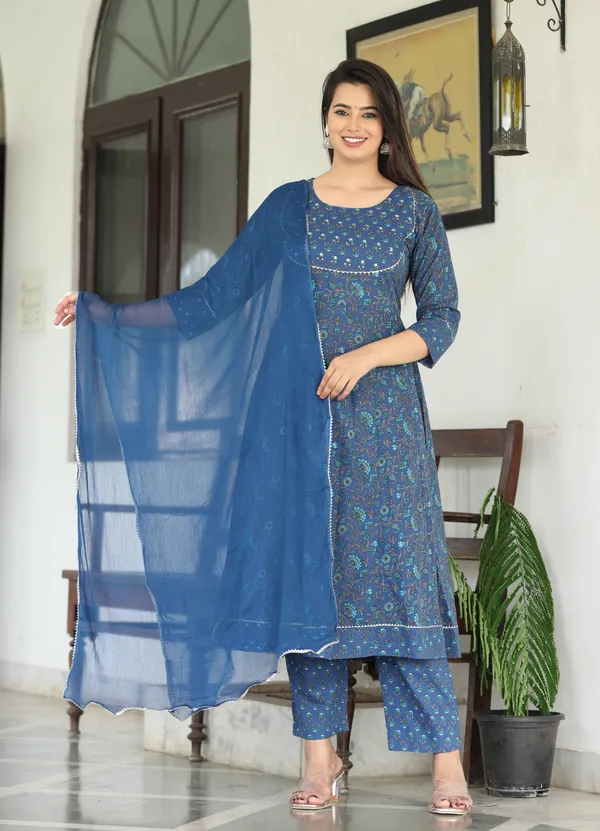 Blue_Anarkali_Cotton_Printed_Embroidered_Kurta_With_Pant_And_Dupatta_For_Women