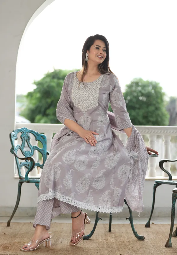 Grey_Anarkali_Cotton_Printed_Embroidered_Kurta_With_Pant_And_Dupatta_For_Women