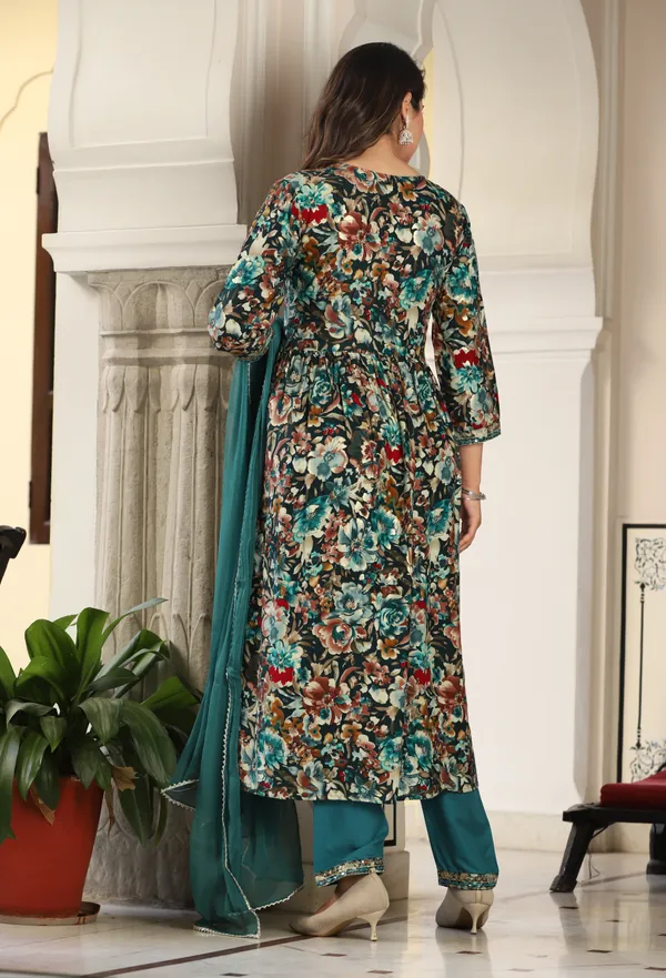 Green_Alia_Cut_Rayon_Printd_Embroiderd_Kurta_With_Pant_And_Dupatta_Women_And_Girls