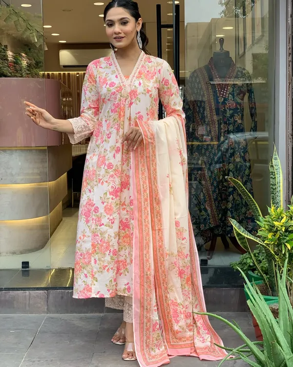 Multi_Anarkali_Cotton_Printd_Embellished_Kurta_With_Pant_And_Dupatta_Women_And_Girls