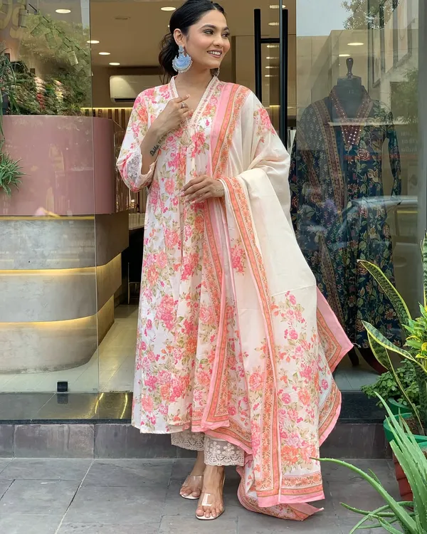 Multi_Anarkali_Cotton_Printd_Embellished_Kurta_With_Pant_And_Dupatta_Women_And_Girls