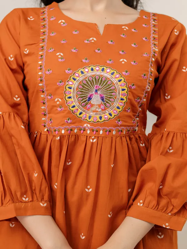 Rust_Aline_Cotton_Printed_Kurta_With_Pant_And_Dupatta_Women_And_Girls