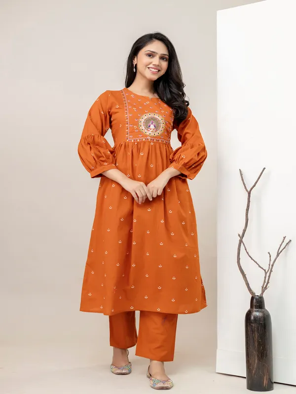 Rust_Aline_Cotton_Printed_Kurta_With_Pant_And_Dupatta_Women_And_Girls