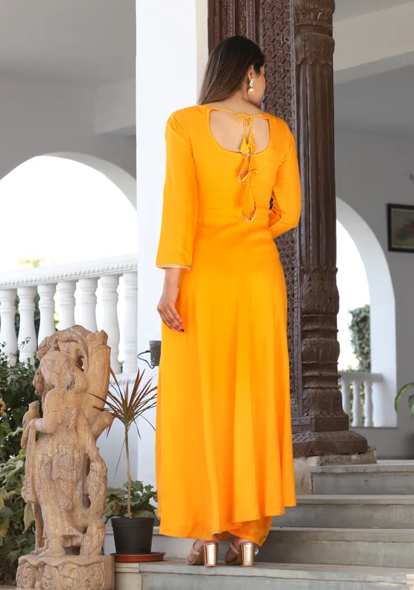 Mustard_Anarkali_Rayon_Kurta_With_Pant_And_Dupatta_For_Women