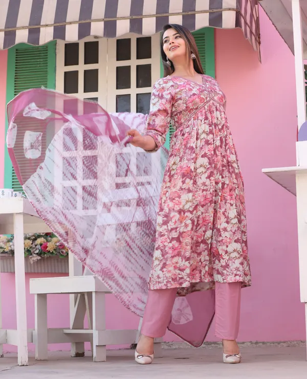 Peach_Alia_Cut_Rayon_Printd_Embroiderd_Kurta_With_Pant_And_Dupatta_Women_And_Girls