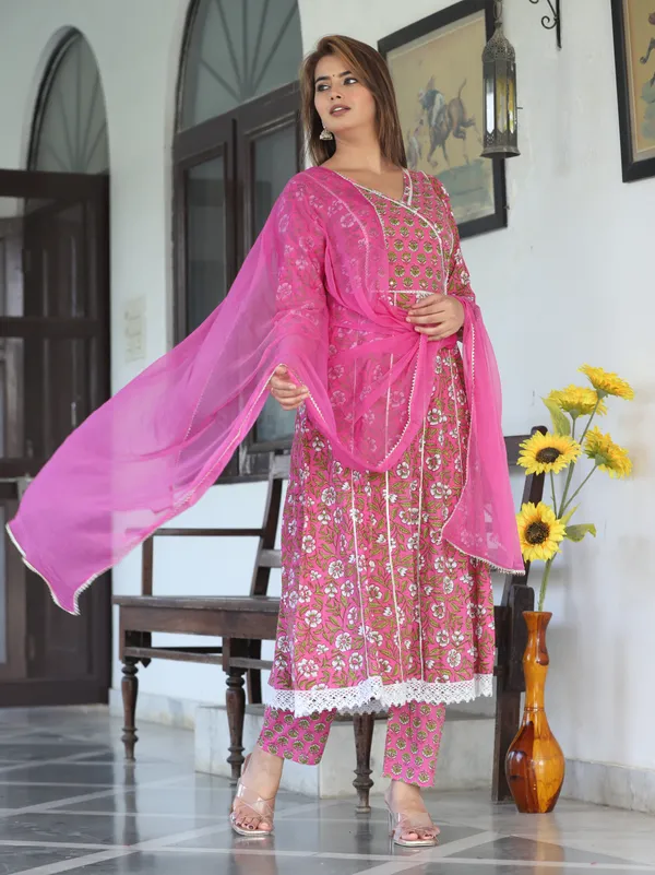 Pink_Anarkali_Cotton_Printed_Embroidered_Kurta_With_Pant_And_Dupatta_For_Women