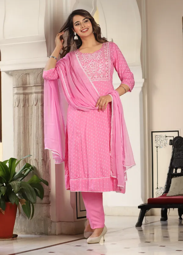 Pink_Anarkali_Rayon_Printd_Embroiderd_Kurta_With_Pant_And_Dupatta_Women_And_Girls