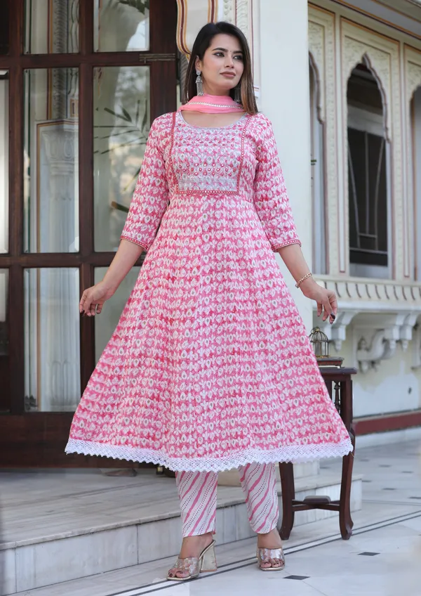 Pink_Anarkali_Rayon_Printd_Embroiderd_Kurta_With_Pant_And_Dupatta_Women_And_Girls