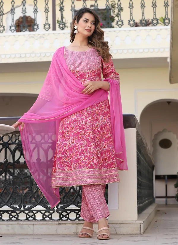 Pink_Anarkali_Rayon_Printd_Embroiderd_Kurta_With_Pant_And_Dupatta_Women_And_Girls