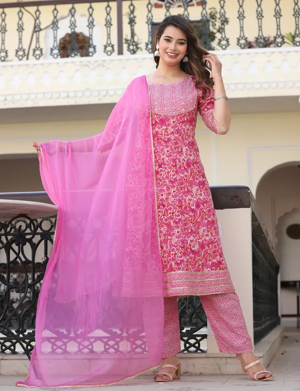 Pink_Anarkali_Rayon_Printd_Embroiderd_Kurta_With_Pant_And_Dupatta_Women_And_Girls