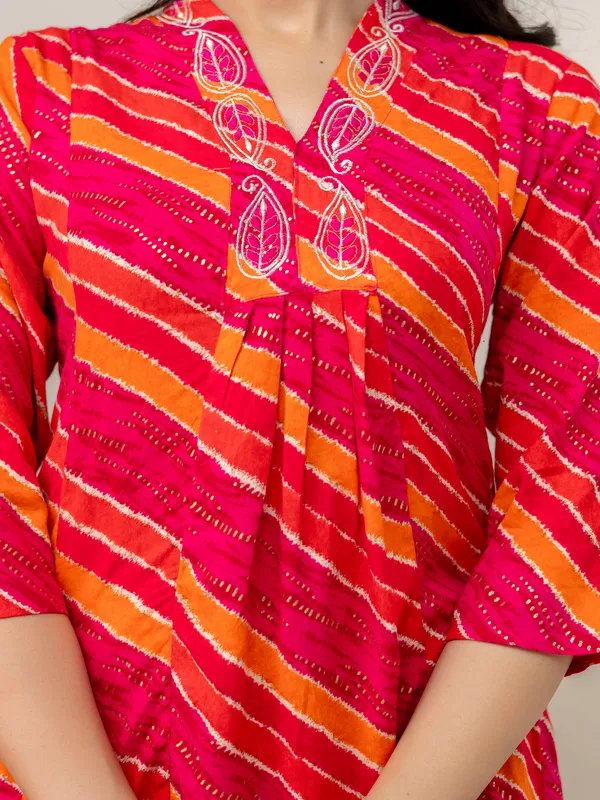 Pink_Aline_Rayon_Printed_Kurta_With_Pant_And_Dupatta_Women_And_Girls