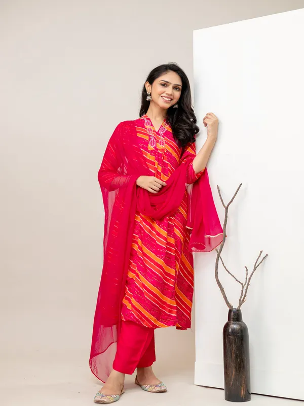 Pink_Aline_Rayon_Printed_Kurta_With_Pant_And_Dupatta_Women_And_Girls