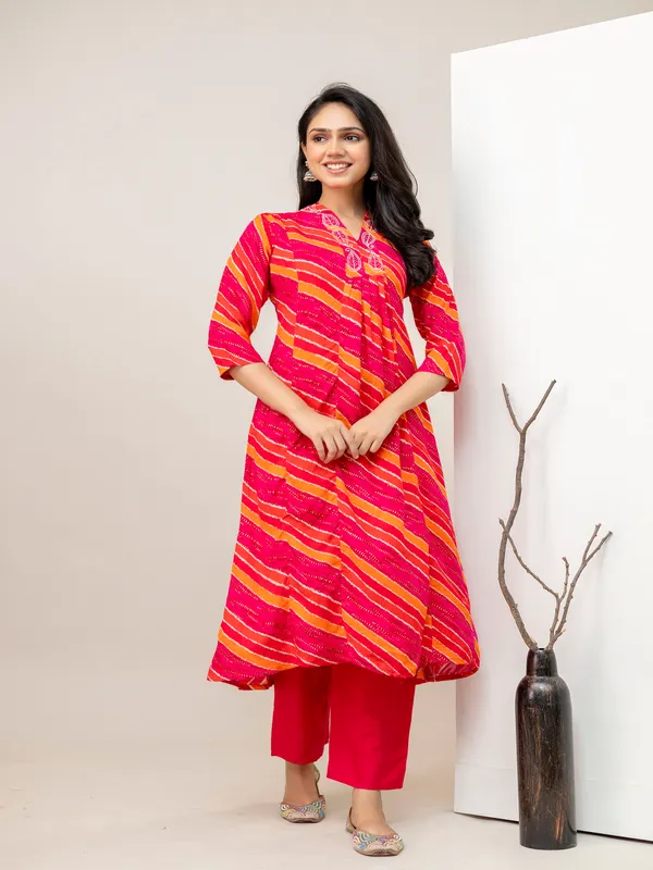 Pink_Aline_Rayon_Printed_Kurta_With_Pant_And_Dupatta_Women_And_Girls