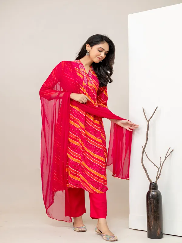 Pink_Aline_Rayon_Printed_Kurta_With_Pant_And_Dupatta_Women_And_Girls