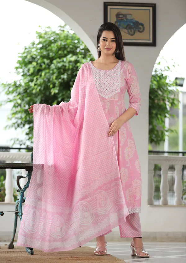 Pink_Anarkali_Cotton_Printed_Embroidered_Kurta_With_Pant_And_Dupatta_For_Women