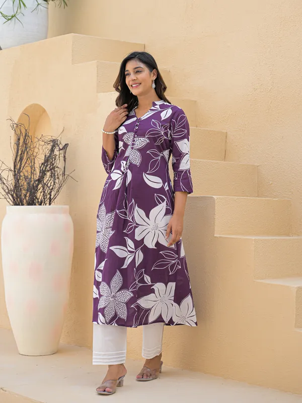 Purple_Aline_Cotton_Printed_Kurta_With_Pant_And_Dupatta_Women_And_Girls