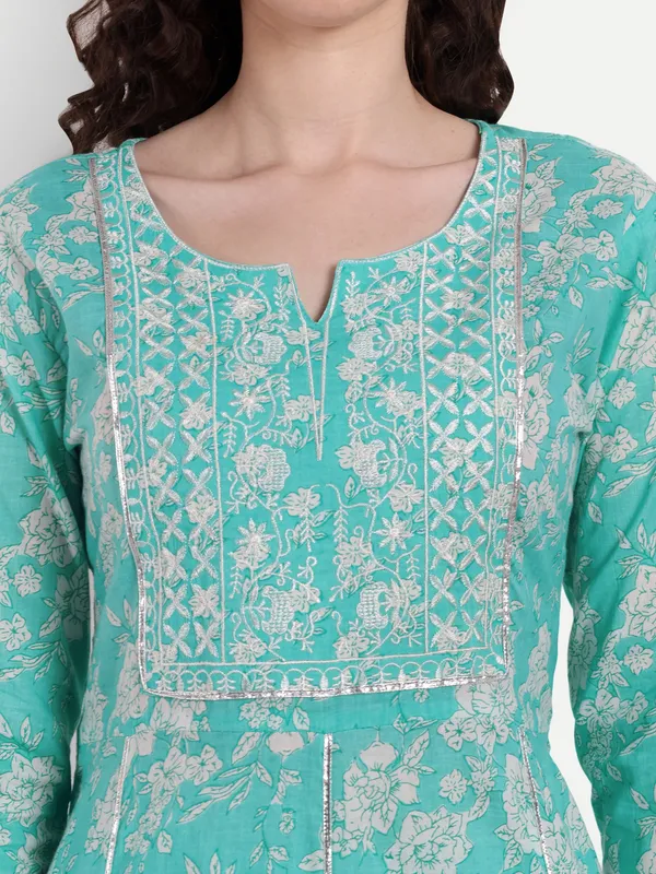 Aqua_Anarkali_Cotton_Printed_Embroidered_Kurta_With_Pant_And_Dupatta_For_Women