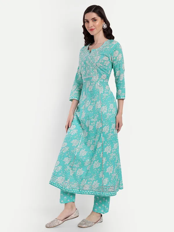 Aqua_Anarkali_Cotton_Printed_Embroidered_Kurta_With_Pant_And_Dupatta_For_Women