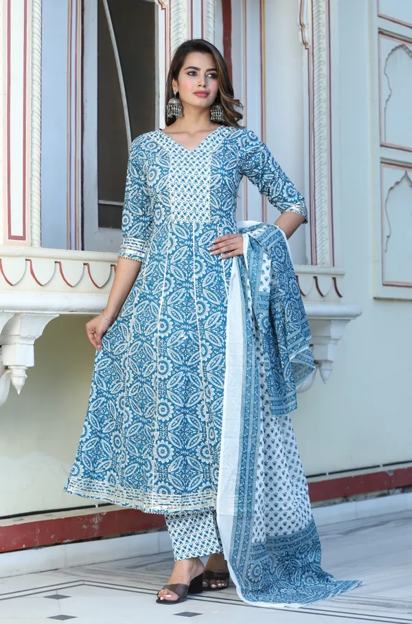 Blue_Anarkali_Cotton_Printed_Embroidered_Kurta_With_Pant_And_Dupatta_For_Women