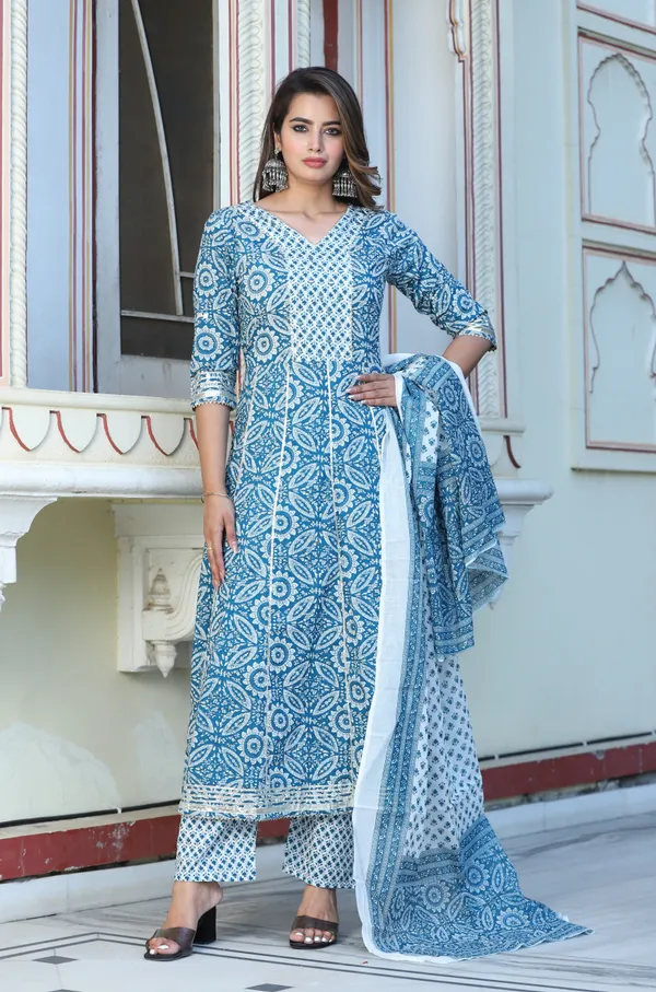 Blue_Anarkali_Cotton_Printed_Embroidered_Kurta_With_Pant_And_Dupatta_For_Women