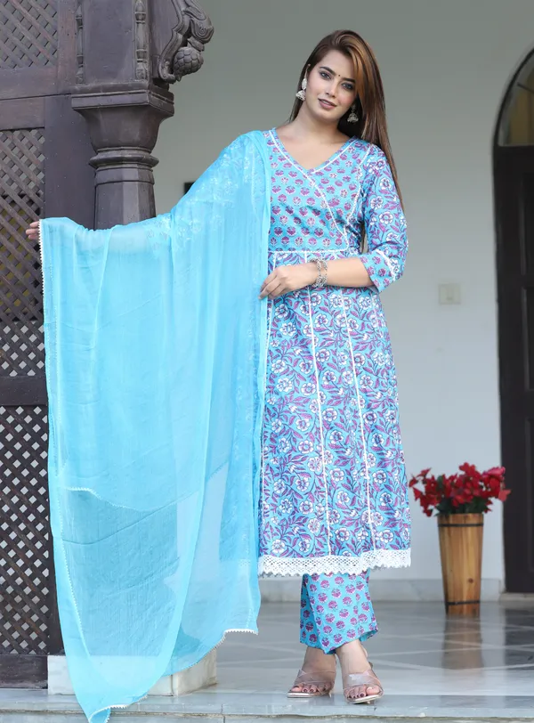 Multicolor_Anarkali_Cotton_Printed_Embroidered_Kurta_With_Pant_And_Dupatta_For_Women