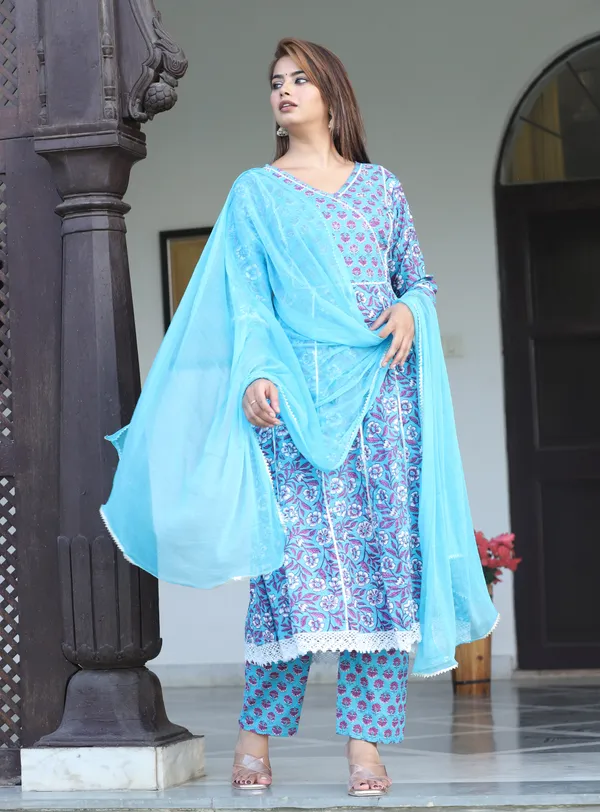 Multicolor_Anarkali_Cotton_Printed_Embroidered_Kurta_With_Pant_And_Dupatta_For_Women