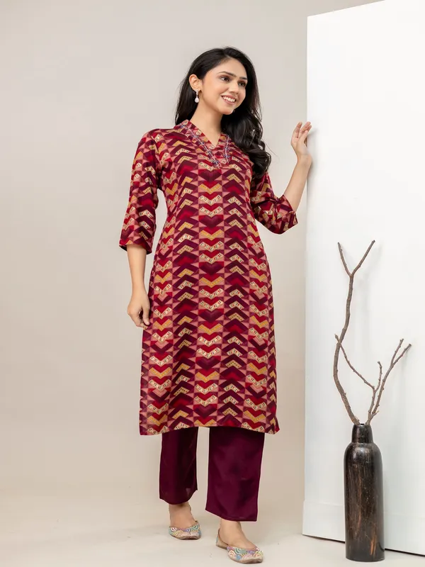Maroon_Straight_Rayon_Printed_Kurta_With_Pant_And_Dupatta_Women_And_Girls