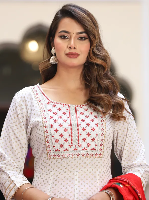White_Anarkali_Rayon_Printd_Embroiderd_Kurta_With_Pant_And_Dupatta_Women_And_Girls