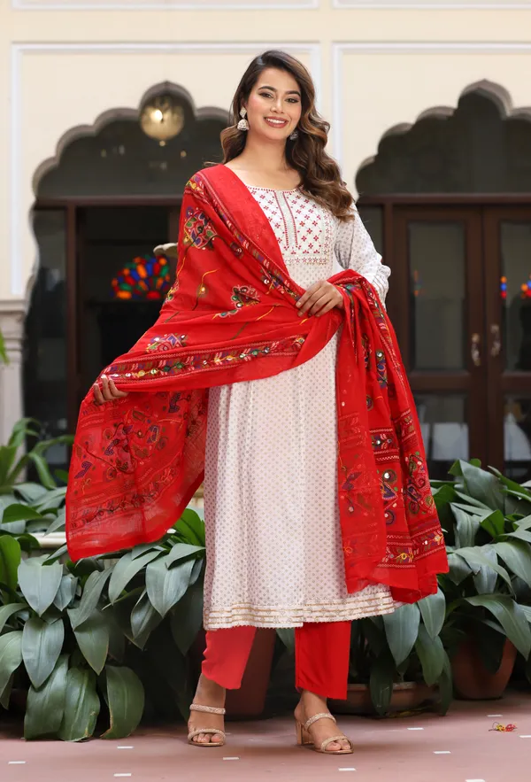 White_Anarkali_Rayon_Printd_Embroiderd_Kurta_With_Pant_And_Dupatta_Women_And_Girls