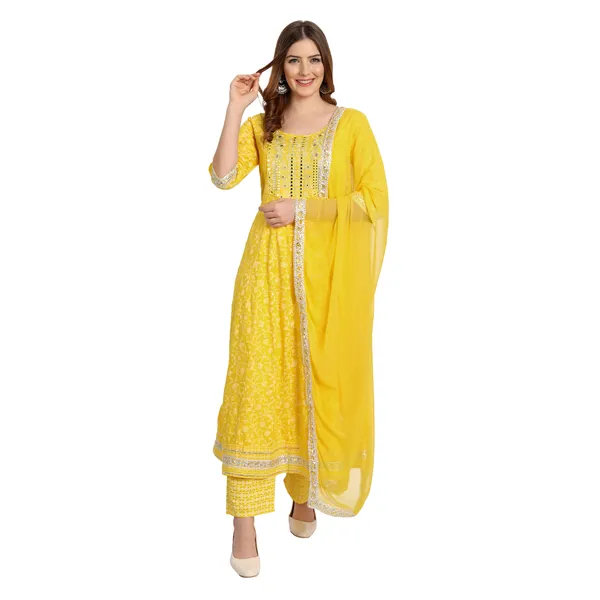 Yellow_Anarkali_Rayon_Printed_Embroidered_Kurta_With_Pant_And_Dupatta_For_Women