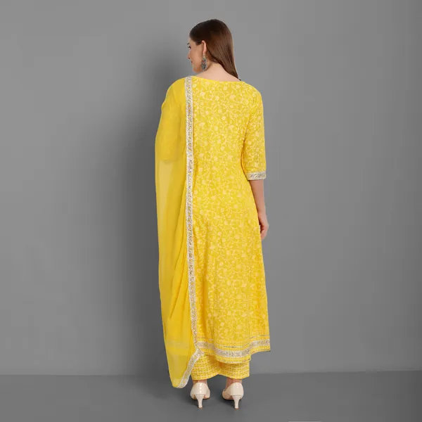 Yellow_Anarkali_Rayon_Printed_Embroidered_Kurta_With_Pant_And_Dupatta_For_Women
