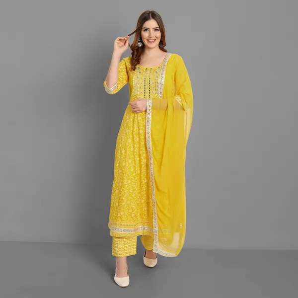 Yellow_Anarkali_Rayon_Printed_Embroidered_Kurta_With_Pant_And_Dupatta_For_Women