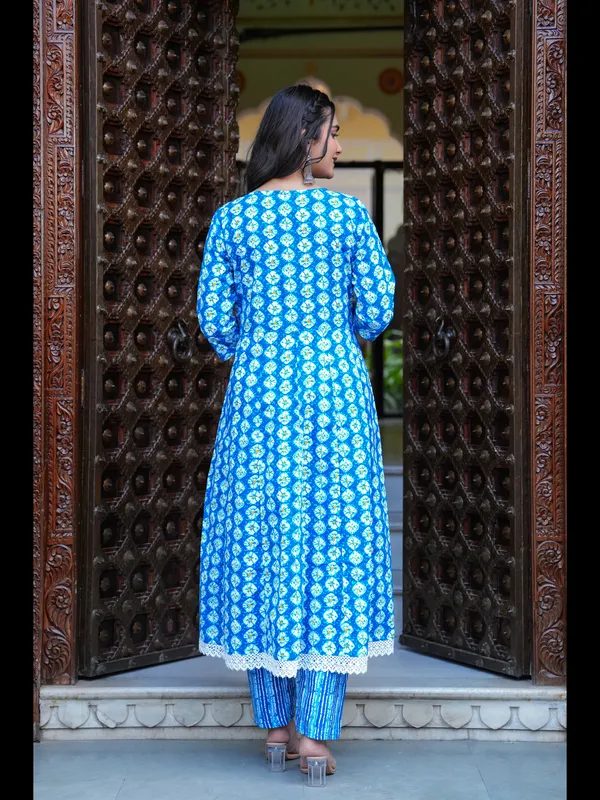 Blue_Printed_Anarkali_Pure_Cotton_Kurta_With_Pant_And_Dupatta