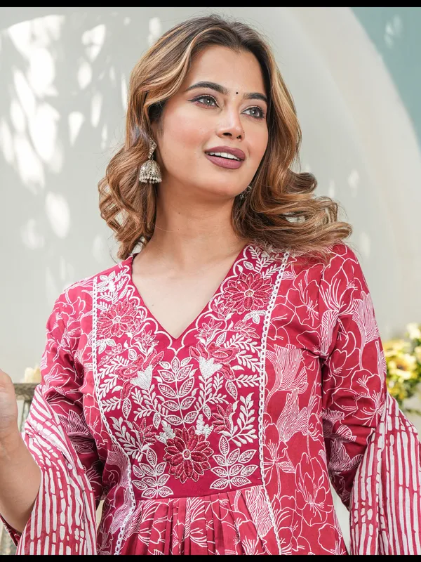 Mustard_Printed_Cotton_A-Line_Kurta_With_Pant_And_Dupatta