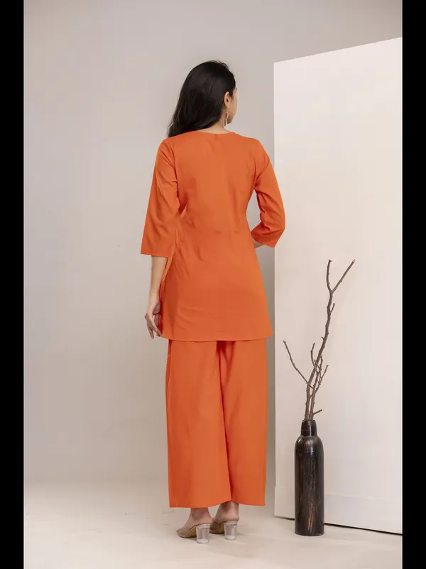 Orange_Solid_Embellished_Co-Ord_Set_For_Women