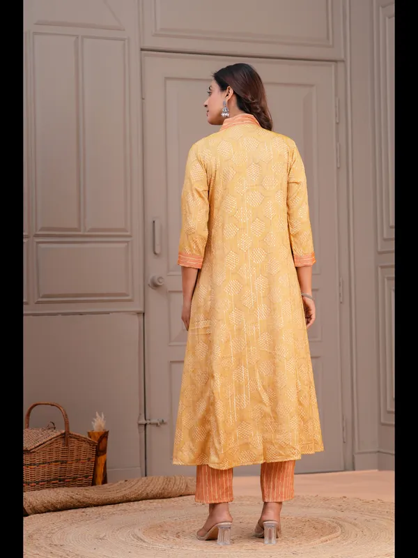 Mustard_Printed_A-line_Rayon_Kurta_With_Pant_And_Dupatta