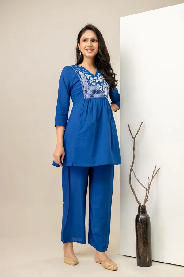 Royal_Blue_Solid_Embellished_Co-Ord_Set_For_Women