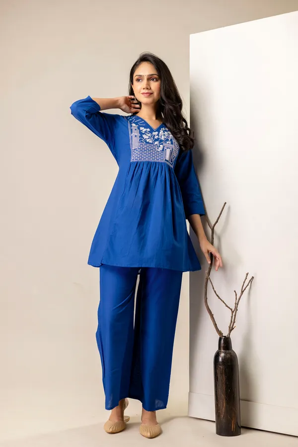 Royal_Blue_Solid_Embellished_Co-Ord_Set_For_Women