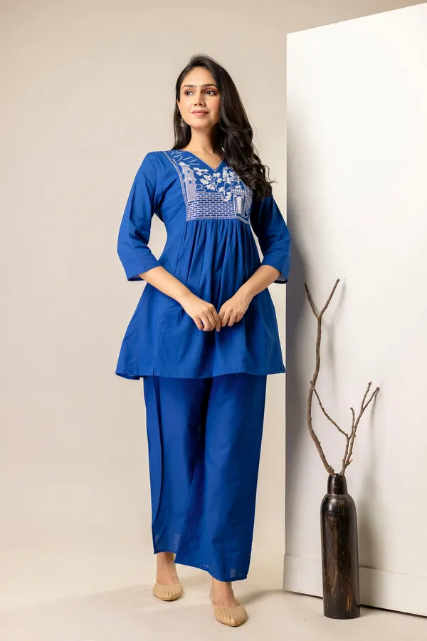 Royal_Blue_Solid_Embellished_Co-Ord_Set_For_Women