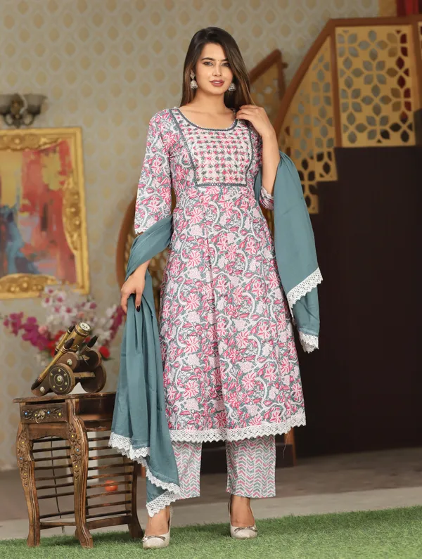 Pink_Anarkali_Cotton_Printed_Embroidered_Kurta_With_Pant_Dupatta