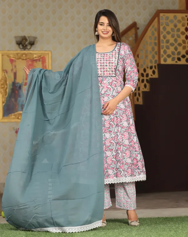 Pink_Anarkali_Cotton_Printed_Embroidered_Kurta_With_Pant_Dupatta