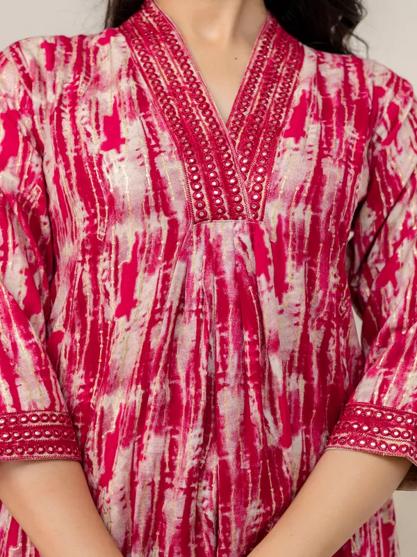 Pink_Aline_Rayon_Printed_Kurta_With_Pant_And_Dupatta_Women_And_Girls