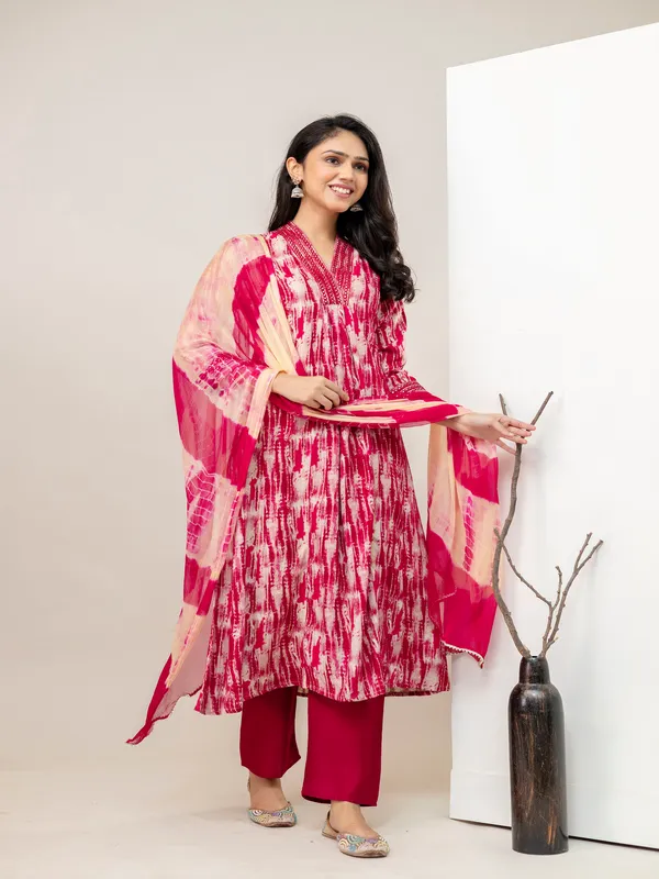 Pink_Aline_Rayon_Printed_Kurta_With_Pant_And_Dupatta_Women_And_Girls