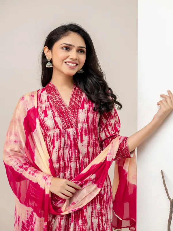 Pink_Aline_Rayon_Printed_Kurta_With_Pant_And_Dupatta_Women_And_Girls