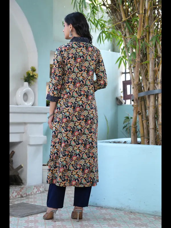 Blue_Printed_A-line_Rayon_Kurta_With_Pant_And_Dupatta
