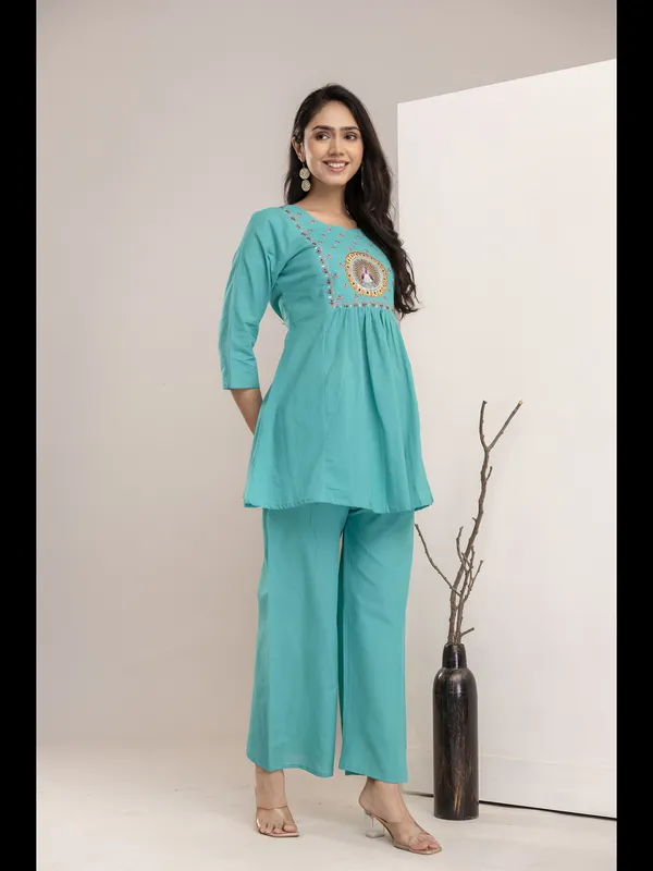 Sky_Blue_Solid_Embellished_Co-Ord_Set_For_Women