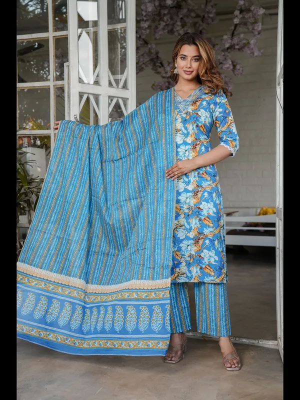 Blue_Straight_Cotton_Printed_Kurta_With_Pant_And_Dupatta