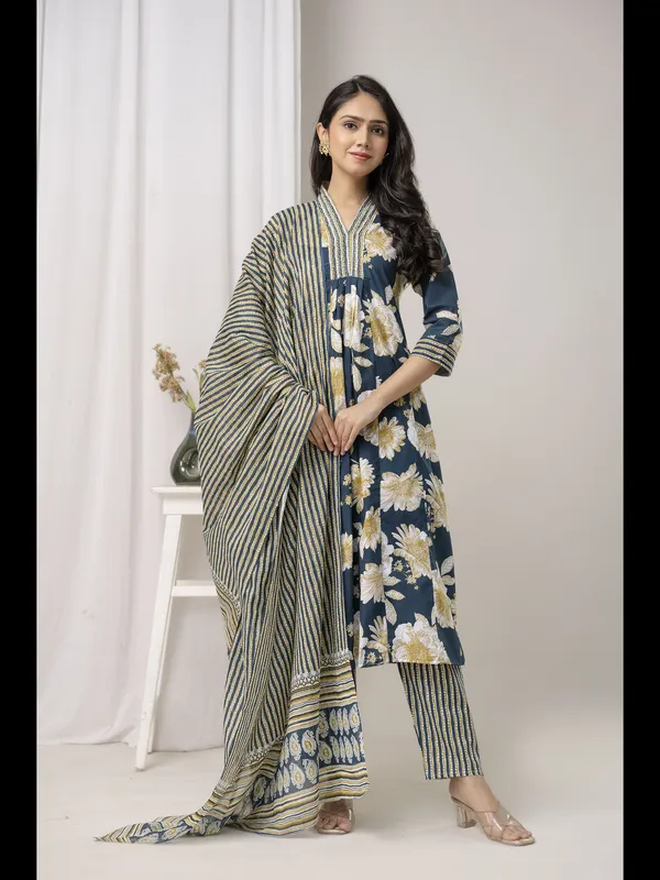 Blue_Printed_Cotton_A-Line_Kurta_With_Pant_And_Dupatta